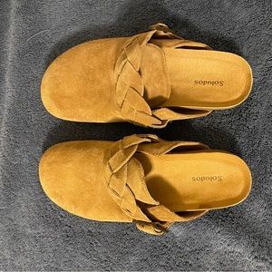 Soludos Tan Leather Clogs Like New